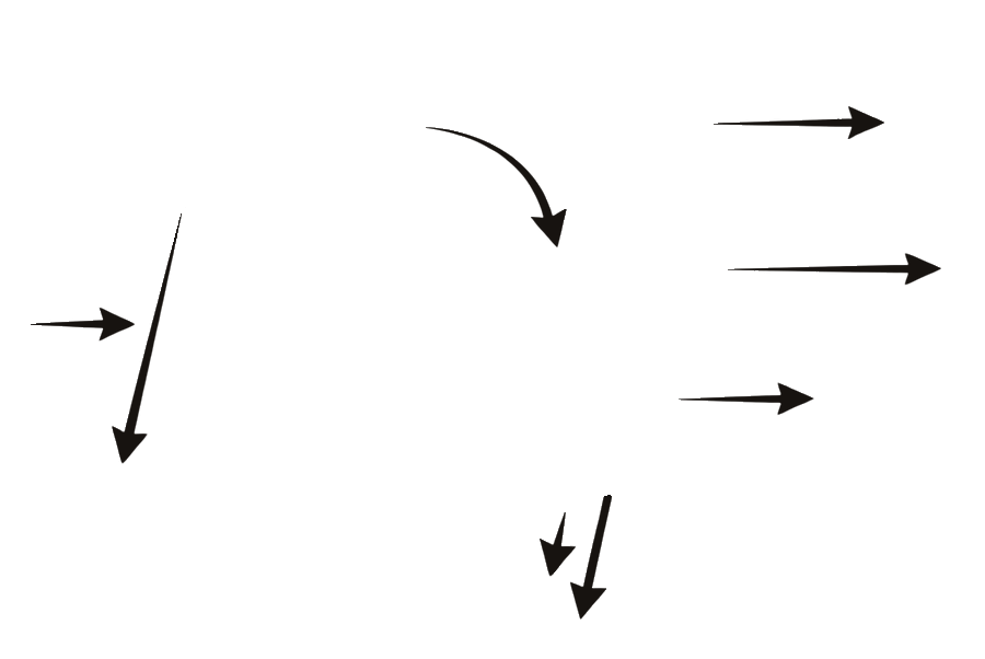 Logotipo RF en negativo: monograma blanco con flechas blancas y negras irradiando en todas las direcciones